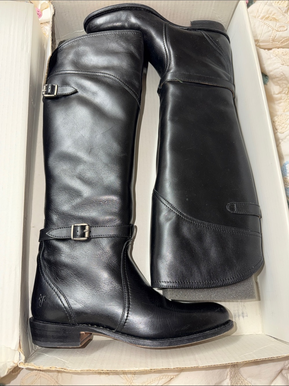 Frye Black Leather Over-the-Knee Riding Boots